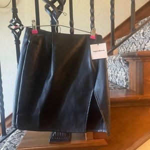 Black faux leather mini skirt